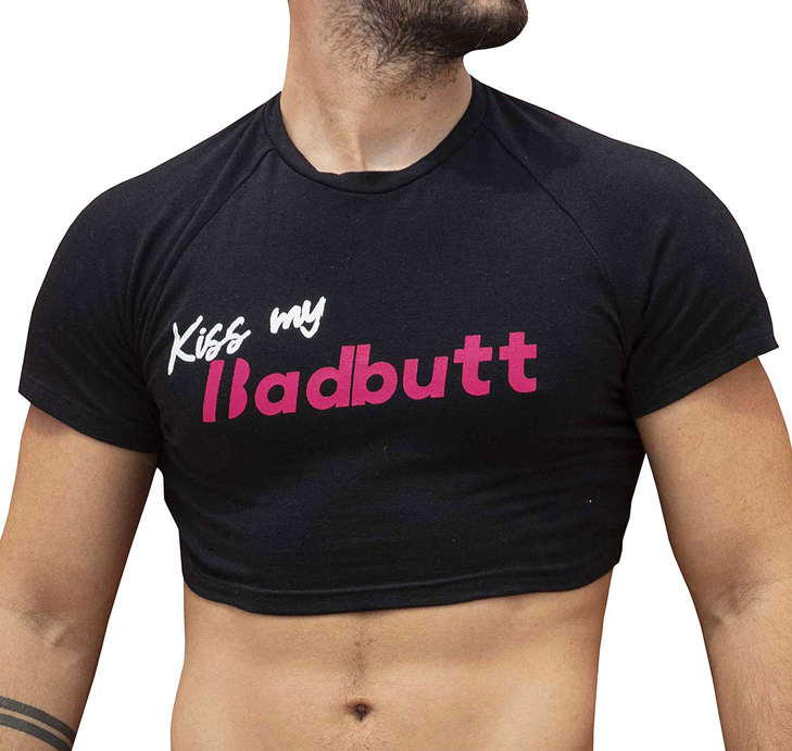 Triko Badbutt Crop Top KISS MY Black12